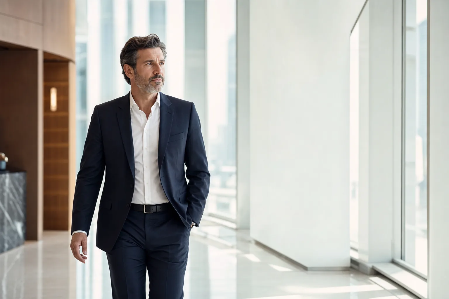 A senior COO reviewing the work in a calm Sydney boardroom
